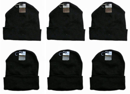 Adult Knit Hats with Cuff- Black Case Pack 120