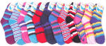 Ladies Fuzzy Socks with Stripes Case Pack 120