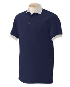 6.5 oz. Combed Ringspun Pique Polo with Wide Stripe Trim