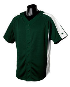 Pieced Mesh Button-Front Baseball Jersey