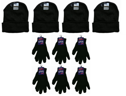 Winter Knit Hats and Gloves - Black Only Case Pack 240