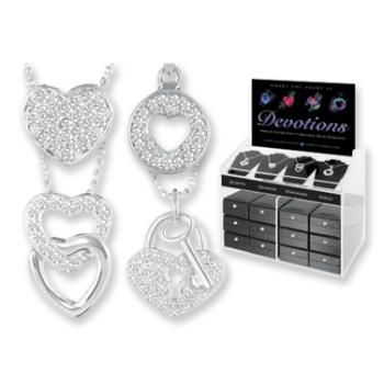 Hearts Devotions Crystal Necklace Lead Safe Case Pack 36