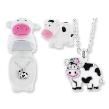 Cow Animal Necklace in Cow Box Case Pack 24