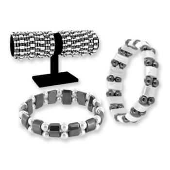 Hematite Pearl Stretch Bracelet Lead Safe Case Pack 72