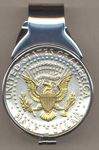 2-Toned Gold on Silver Kennedy  half dollar (Eagle) (Spring loaded) Money clip
