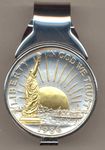2-Toned Gold on Silver Statue of Liberty half dollar (Spring loaded) Money clip