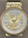 2-Toned Gold on Silver U.S. Morgan silver dollar eagle (Hinged) Money clips