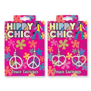 Hippy Chic Peace Sign Earrings Case Pack 72