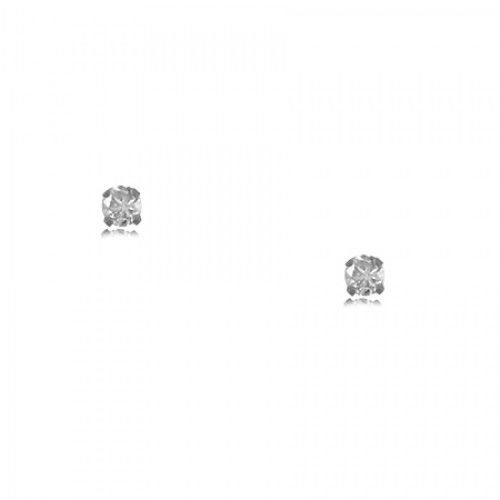 Round Diamond Stud Earrings 14k White Gold Post Ladies