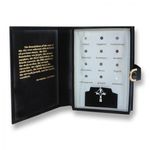 Silver Cross Pendant W/ Gemstones of Bible Gift Set New