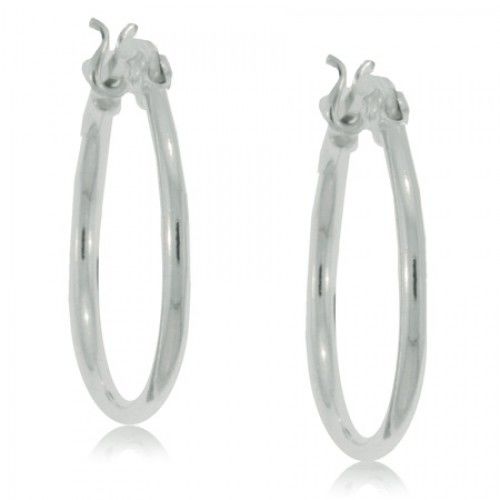 Hoop Earrings Silver Ladies Polish Classic Round New