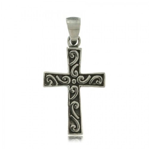 Celtic Cross Pendant Sterling Silver Antiqued Finish