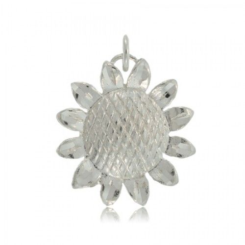 Sun Flower Pendant in Sterling Silver Big Detailed Size