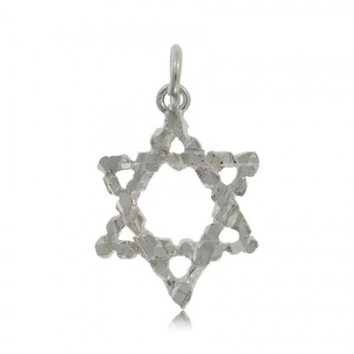 Star of David Pendant in Diamond Cut Sterling Silver