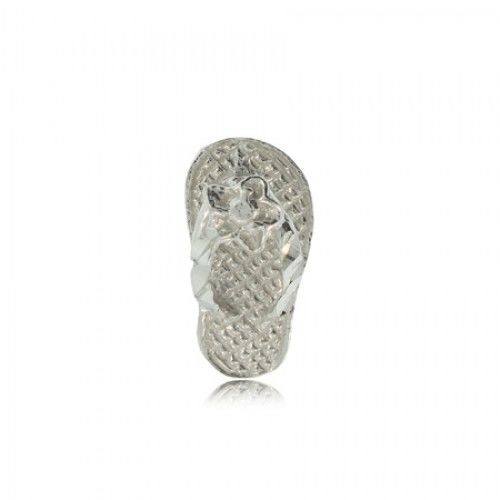 Flip Flop Sandal Pendant Silver Charm W/ Flower Ladies