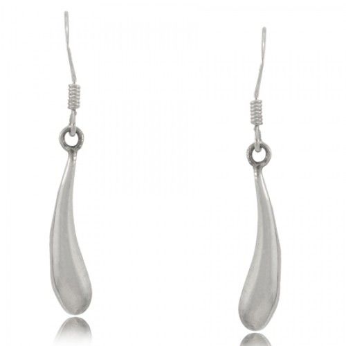 Sterling Silver Dangle Earrings Abstract Raindrop Shape