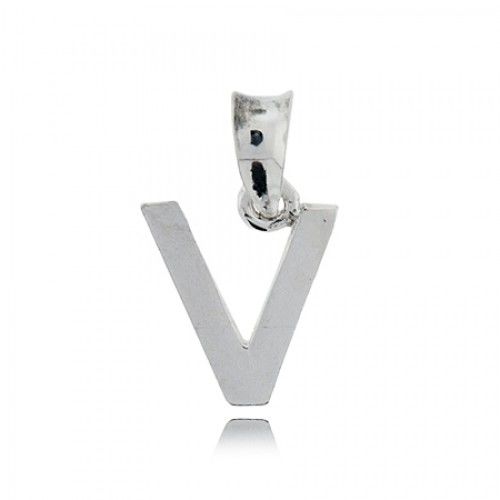 Initial ""V"" Pendant Sterling Silver Smooth & Engravable