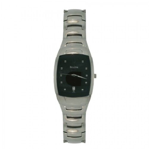 96g46 Bulova Mens Watch Black Face Stainless Steel