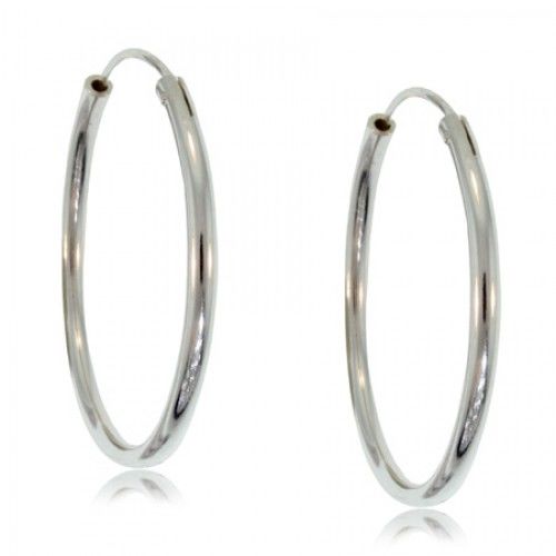 Hoop Earrings Sterling Silver Ladies New Classic Polish