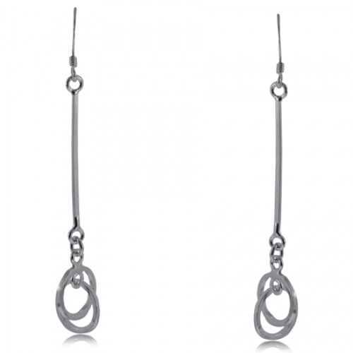 Sterling Silver Dangle Earrings Ladies Drop Hook Circle
