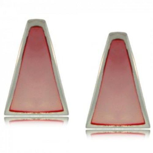 Pink Mother of Pearl Earrings Sterling Silver Post New