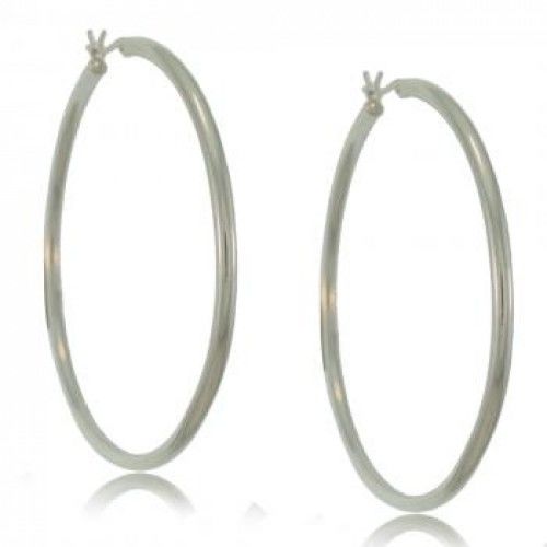 Sterling Silver Hoop Earrings Ladies Smooth 2.75"" Hoops