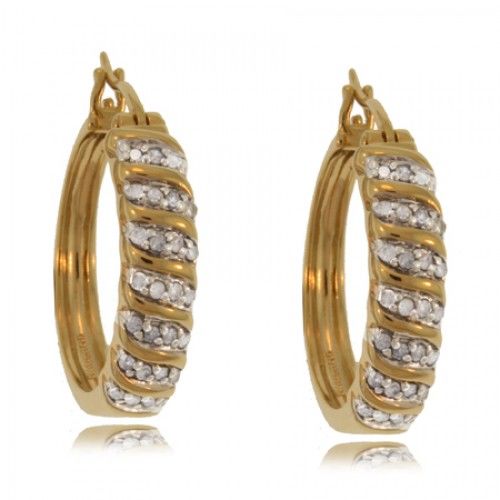Diamond Huggie Earrings Vermeil Ladies S Bar Hoops New