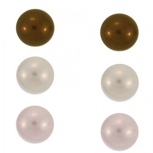 Pearl Earring Set in Sterling Silver 3 Pair Pearl Studs