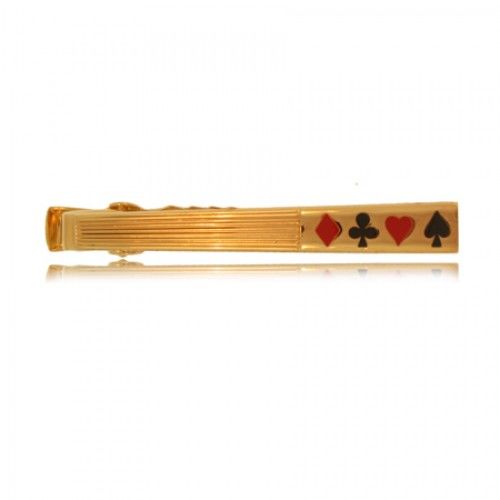 Tie Clip Deck of Cards Yellow Metal Unique Style Suits