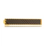 Tie Clip Gold Metal Black Stripe Gents New Tie Bar