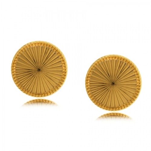 Mens Cuff Links Handsome Gold Metal Round Starburst