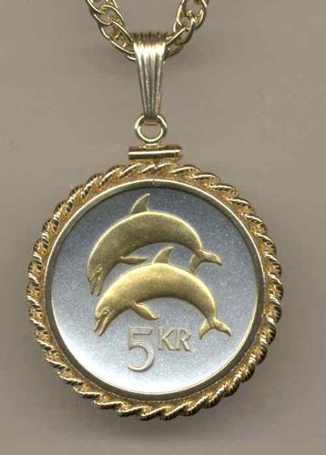 Gorgeous 2-Toned Gold on Silver Iceland Dolphin, Coin Necklaces