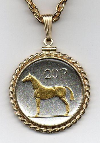 Gorgeous 2-Toned Gold on Silver Irish Horse,  Coin Necklaces