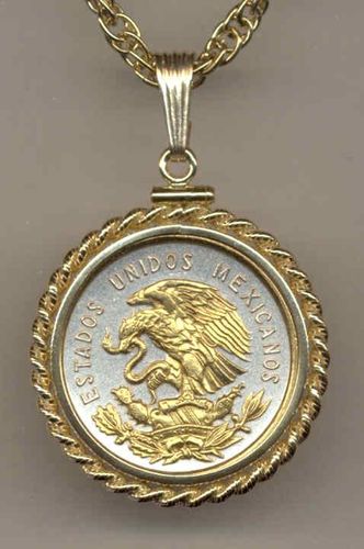 Gorgeous 2-Toned Gold on Silver Mexican Eagle,  Coin Necklaces