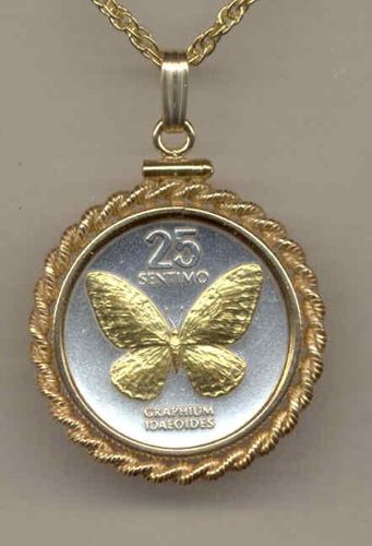 Gorgeous 2-Toned Gold on Silver Philippines  Butterfly,  Coin Necklaces