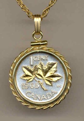 Gorgeous 2-Toned Gold on Silver Canadian  Maple leaf,  Coin Necklaces