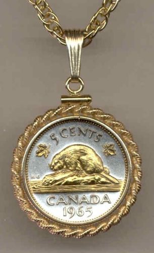 Gorgeous 2-Toned Gold on Silver Canadian  Beaver,  Coin Necklaces
