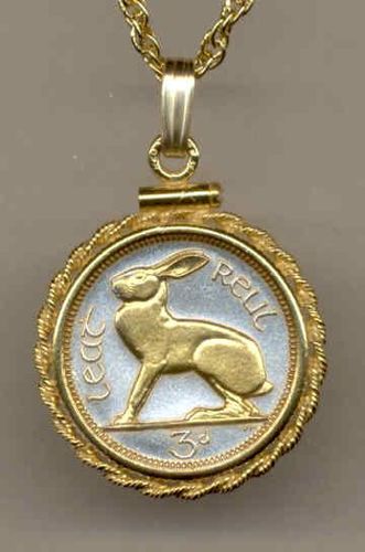 Gorgeous 2-Toned Gold on Silver Irish  Rabbit,  Coin Necklaces
