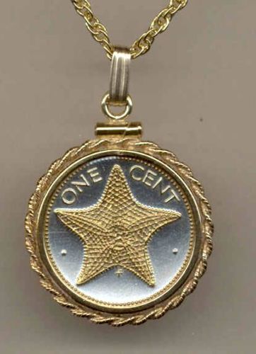 Gorgeous 2-Toned Gold on Silver Bahamas  Starfish ,  Coin Necklaces