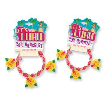Lets Luau Coil Beaded Charm Bracelet on Clip Strip Case Pack 72