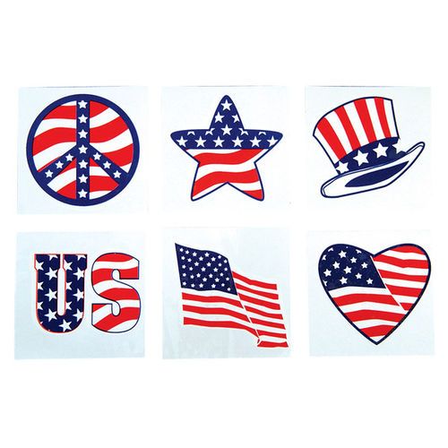 2"" Stars & Stripes Patriotic Temporary Tattoo Case Pack 7