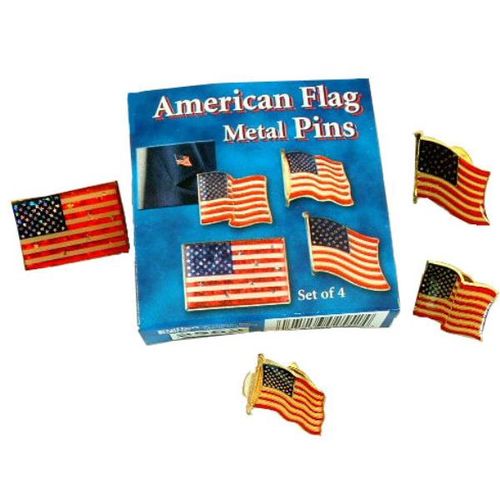 American Flag 4 Piece Metal Pin Set Case Pack 96