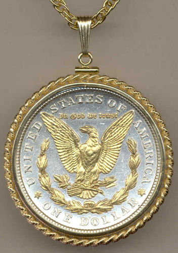 Gorgeous 2-Toned Gold on Silver U.S. Silver dollar (Eagle) Necklaces