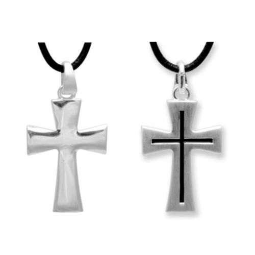 Cross Necklace on Leather Cord Choker Case Pack 24