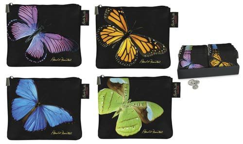 Butterfly Coin Purse Zip-Top w/Display 4 Styles 12 Case Pack 12