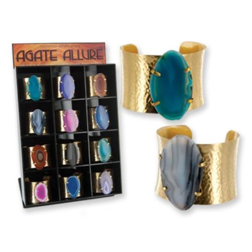 Agate Bracelet on Pounded Brass Bangle Case Pack 18