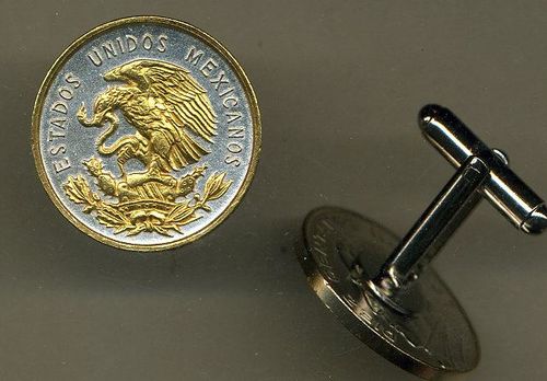 Unique 2-Toned Gold on Silver Mexican Eagle,  Coin Cufflinks
