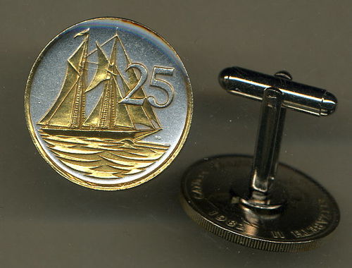 Gorgeous 2-Toned Gold on Silver Cayman Is. Sail Boat,  Coin Necklaces