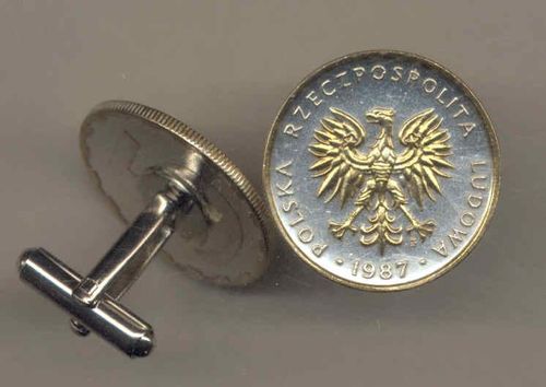 Unique 2-Toned Gold on Silver Polish Eagle,  Coin Cufflinks