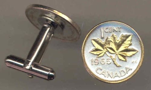 Unique 2-Toned Gold on Silver Canadian  Maple leaf,  Coin Cufflinks
